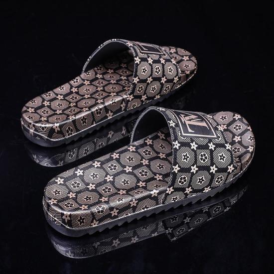 Couple Slippers Fashion Casual Printing One-word Wear-resistant Slippers