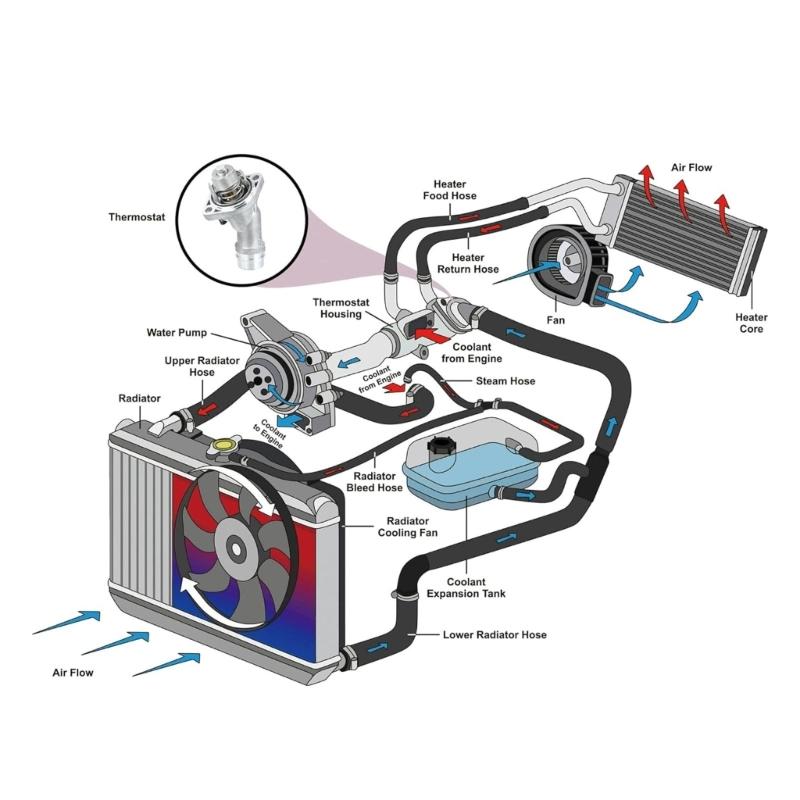 Engine Coolant Thermostat Assembly 25500-2E085 255002E085 for Veloster 2017-2020 Thermostat Housing Assembly Replacement