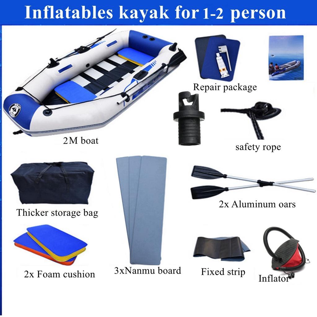 1,75M/2M Profesionální nafukovací kajak PVC Nafukovací Gumový Rybářský Vodotěsný Odolný proti opotřebení Kajak Pontonový člun Raft 1-2 osoby