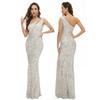 Women's Sexy Sequin Tassel One Shoulder Halter Bodycon Maxi Dress Party Evening Gown Formal Dresses Mermaid Bodycon Cocktail Evening Dress for Women