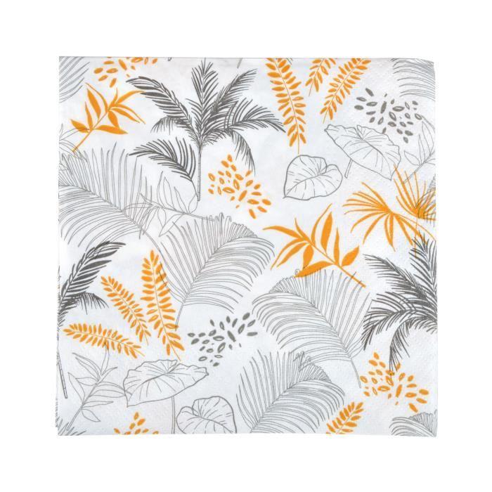 Serviettes en papier - Exotic mood - Lot de 20 - 33 x 33 cm - Jaune - Pratiques pour pique-nique
