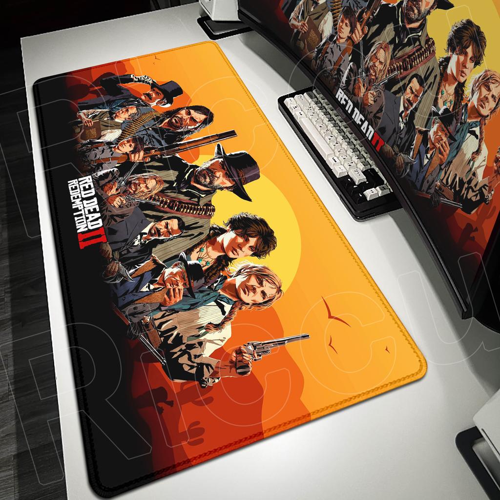 Tappetino per Mouse Sovradimensionato 120x60cm Red Dead Redemption 2 Tappetino da Tavolo per Tastiera da Gioco Accessori per Ufficio Computer Mousepad Antiscivolo Anime