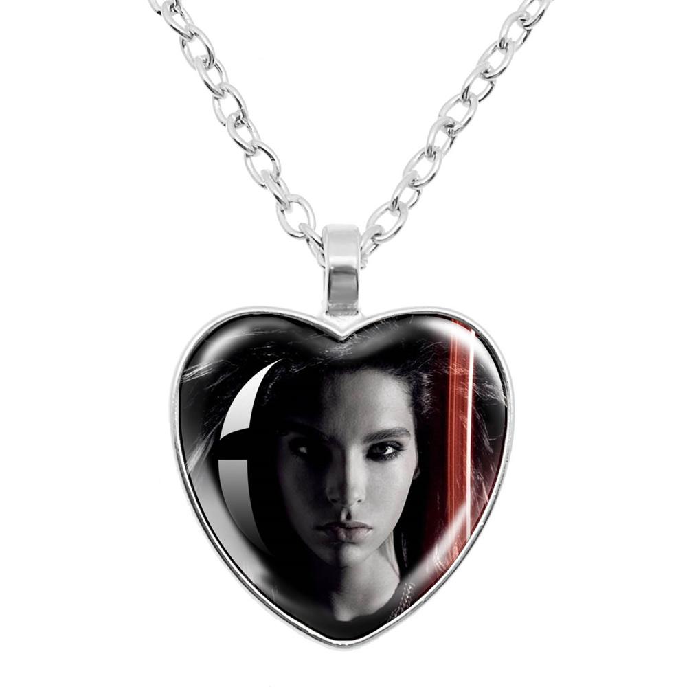 Pop Retro Rock Band Tokio Hotel Glass Heart Shape Pendant Necklace Bill Kaulitz Music Songer Picture Jewelry Charm Fans Gift