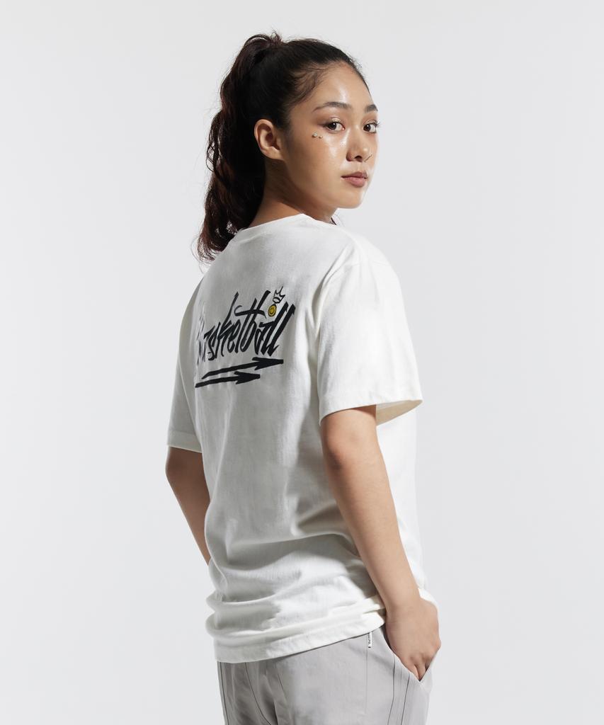 CREAM SODA LAB Basketball Short Sleeve T-Shirt Oversized Ivory Black