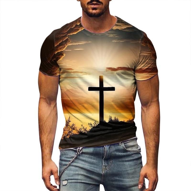 Summer T-shirt Trendy Street Hip Hop Series 3D Printed Men's Short Sleeved Sports T-shirt Top