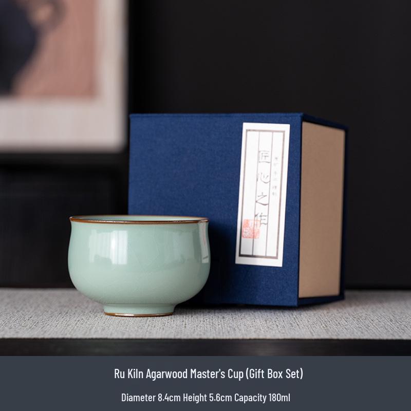 Sky Blue Ru Porcelain Gongfu Tea Master Cup - Personal Tea Tasting Set