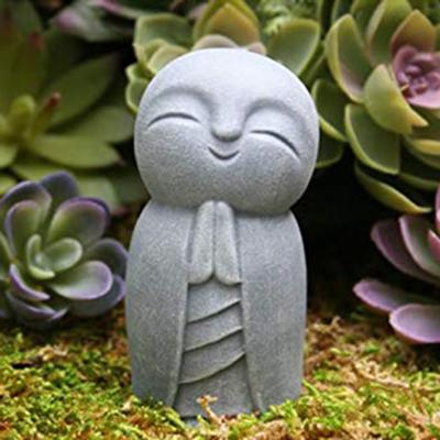 Statua Decorativa Durevole Scultura di Buddha in Resina Grigia Piccolo Jizo per Esterno