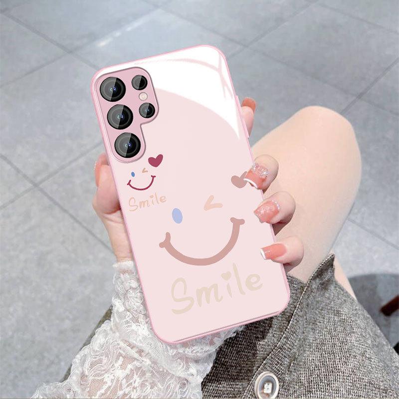 Knipperend Smiley Gezicht Geschikt voor Samsung S24PLUS Mobiele Telefoonhoesje S23 Nieuw S22ULTRA Metaal A52 Glazen Hoesje A53