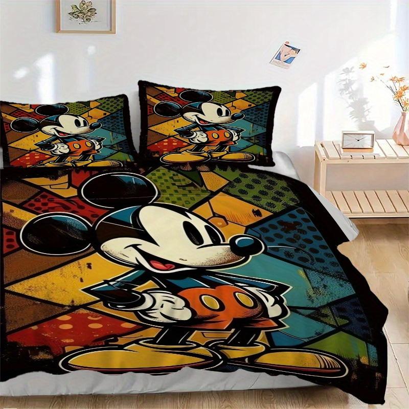 3pcs set Mickey Mouse, Stained Glass, Pop Art print bedding quilt cover, soft and comfortable quilt cover suitable for bedroom and guest room07