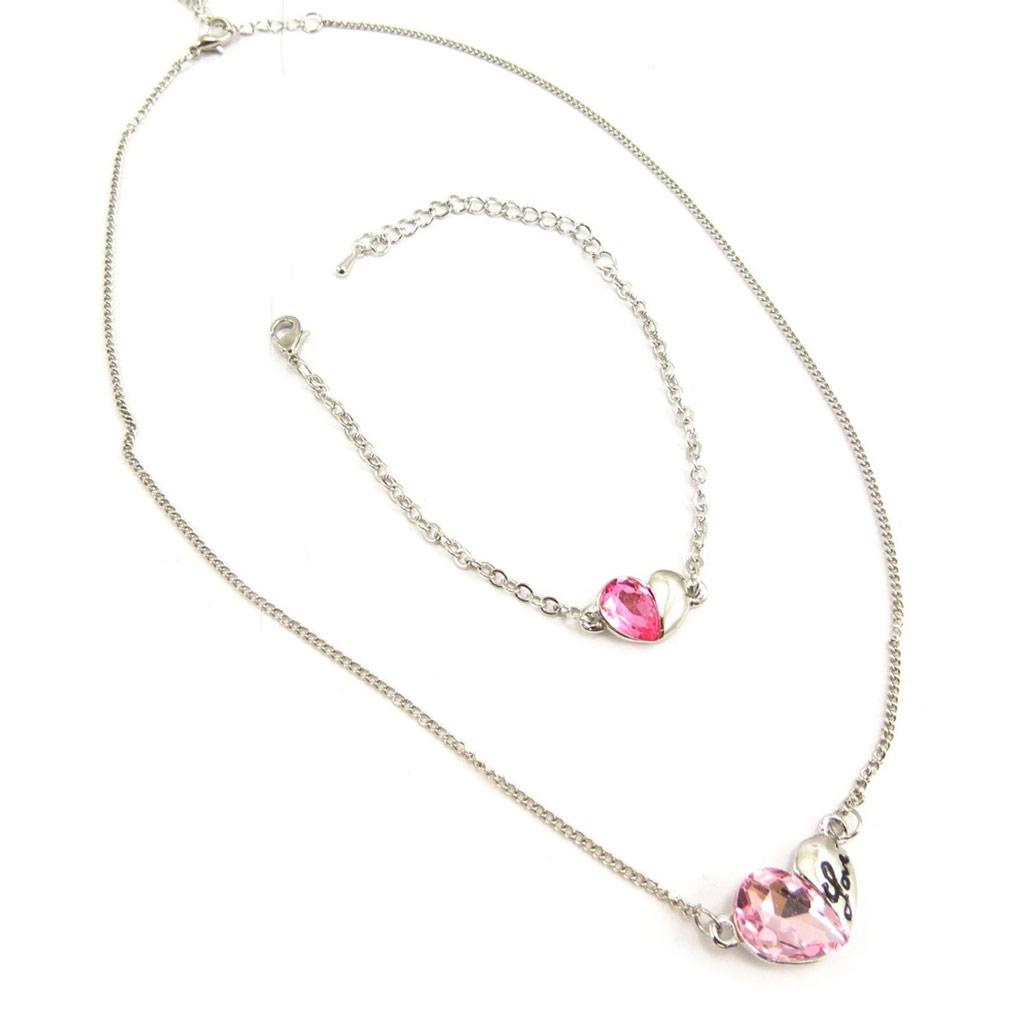 Les Trésors De Lily [K7017] - Designer-Schmuckset 'Love' rosa (2 Teile)
