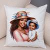 Africa Mom And Baby Pillow Case Decor Cartoon Beautiful Black Women Cushion Cover For Sofa Home Short Plush Pillowcase 45X45Cm