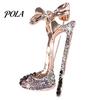 Brooch Pin, High Heels Bow Shape Lapel Pin with Sparkling Rhinestones, Women Badge for Suits Coats Bags Accessories