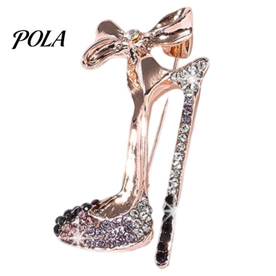 Brooch Pin, High Heels Bow Shape Lapel Pin with Sparkling Rhinestones, Women Badge for Suits Coats Bags Accessories