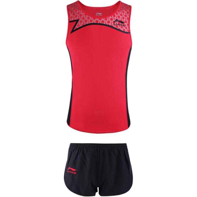 

Li-Ning Простой Быстросохнущий Влагоотводящий Удобный Дышащий Повседневный Спортивный Костюм с Круглым Вырезом Унисекс Спортивная Одежда Черный Красный ADLG009-1