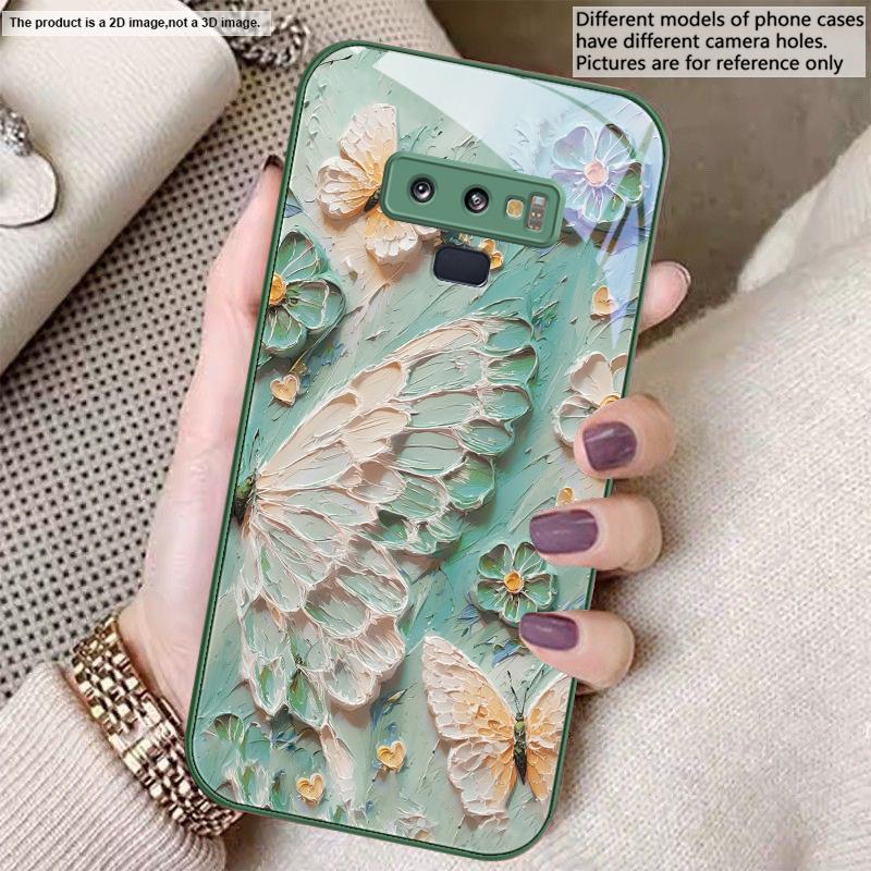 

oil painting butterfly For Samsung A01 02 A03 Core 04 05 06 10 12 A13 14 5G 15 16 M02 12 Note 8 9 10 20 glass Ultra phone case Galaxy A01