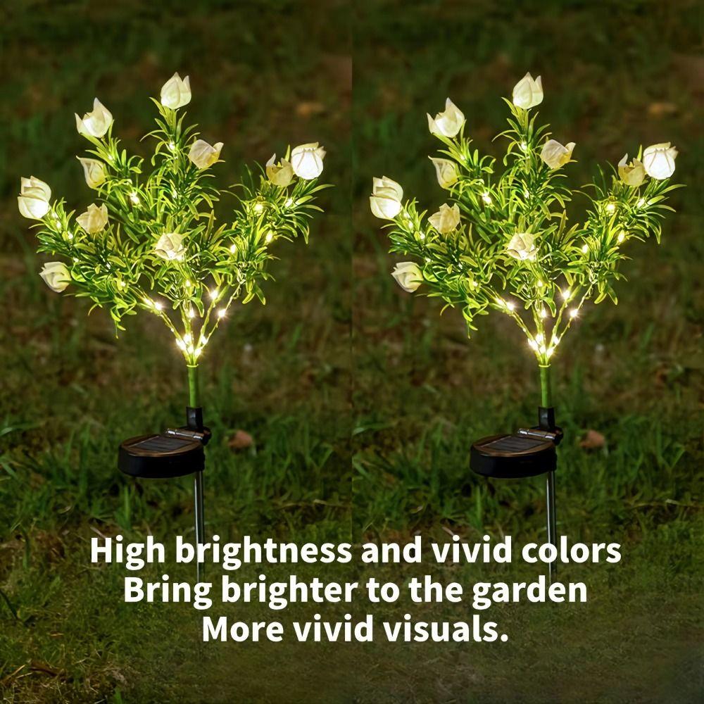 Realistic Outdoor Solar Garden Light 42LED Solar Gardenia Lantern Landscape Decor