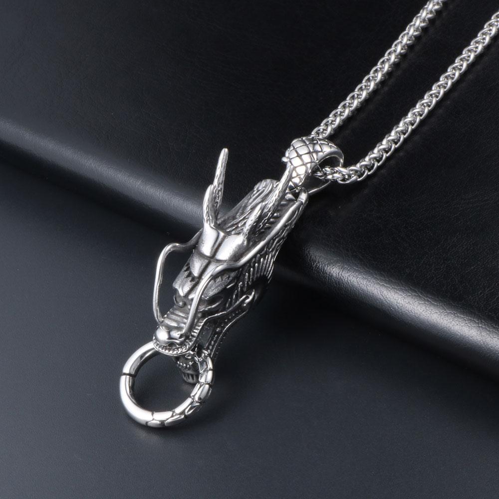 Stainless Steel Dragon Necklace New Punk Retro Jewelry Dragon Pendant Necklace For Man Gift