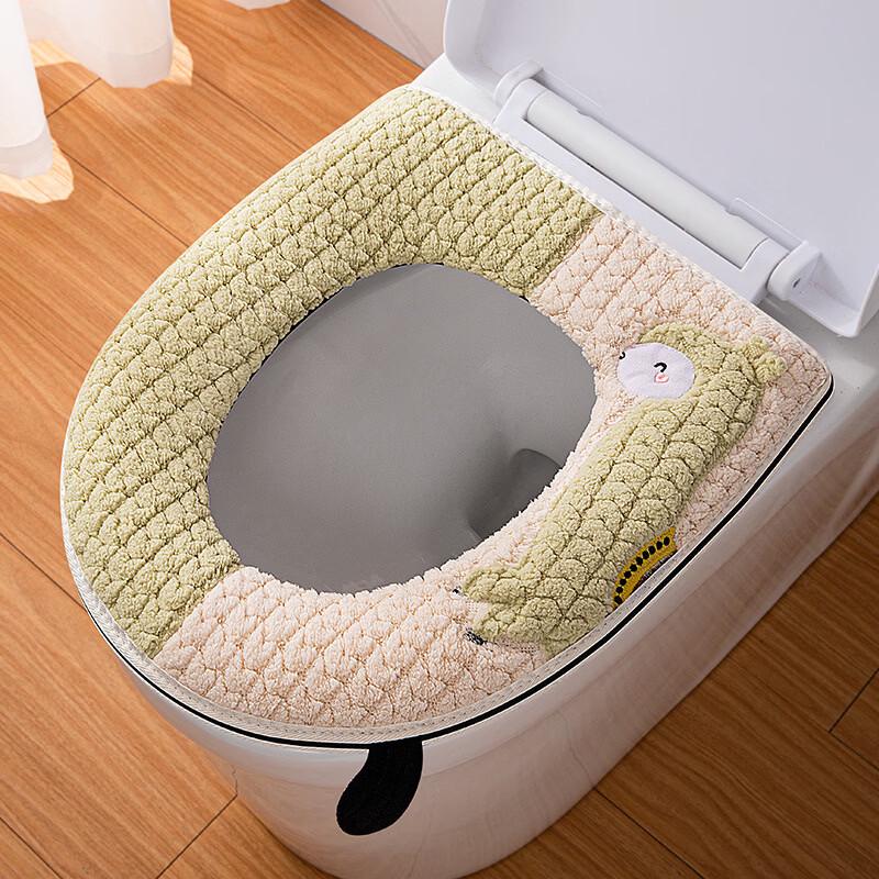 All-Season Embroidered Zipper Toilet Seat Cushion