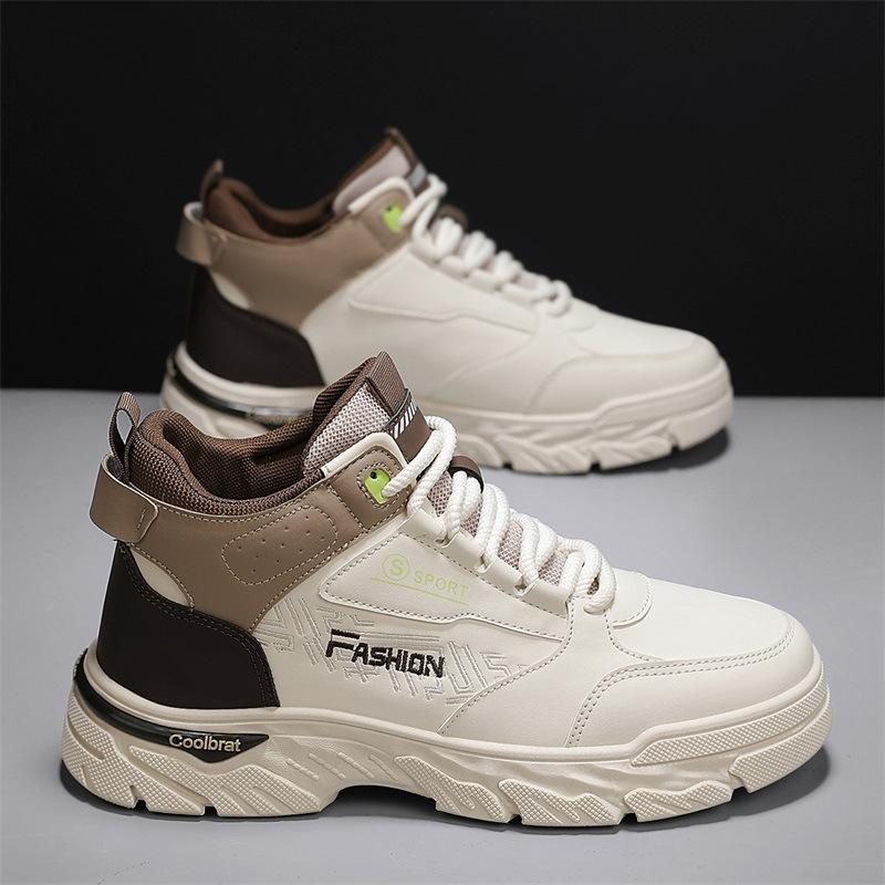 

Leather color matching high-top men s Martin boots autumn and winter new outdoor sports tourism tide with heightening lace-up men s boots 39