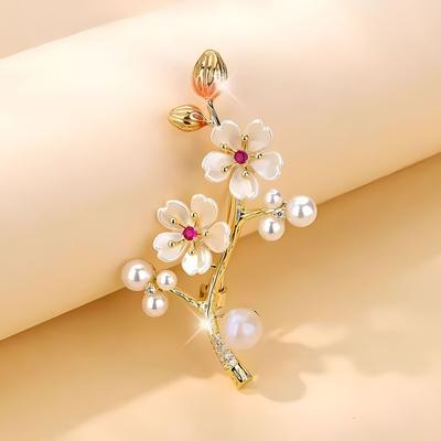 Elegant and Luxurious Plum Blossom Brooch, High-end Women's Exquisite and Fashionable Bouquet Brooch, Niche Design Sense Brooch