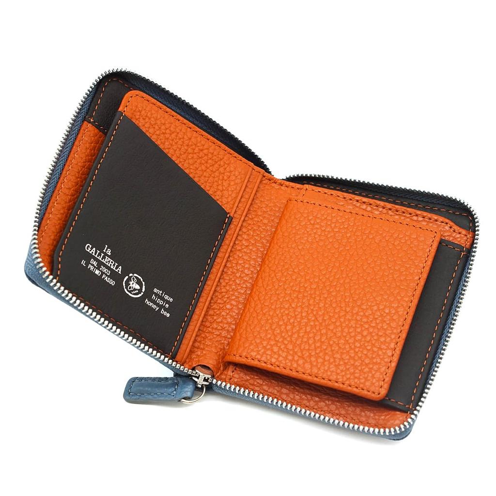 La GALLERIA Tasquino Vertical Zipper-Around Coin Purse with Box-Shaped Interior, Aoki Bag No. 2195 (Saxophone)