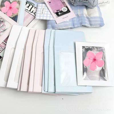 10 Stück cremefarbener Kartenhalter mit transparentem Fenster, Kpop Star, 3 Zoll, Fotokarte, DIY-Aufbewahrungstasche, Kawaii-Mädchen-Kartenhülle