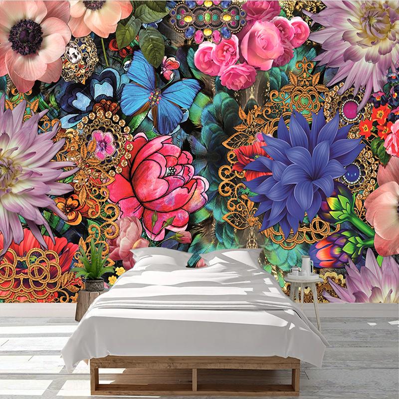 3D Photo Wallpaper Modern Art Mural Flowers Butterfly Living Room Bedroom Dining Room Background Wall Painting Home Decor