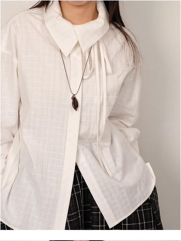 Checkered 3D Jacquard Cotton Tie-Up Shirt: Niche Long-Sleeve Jacket for Spring & Summer