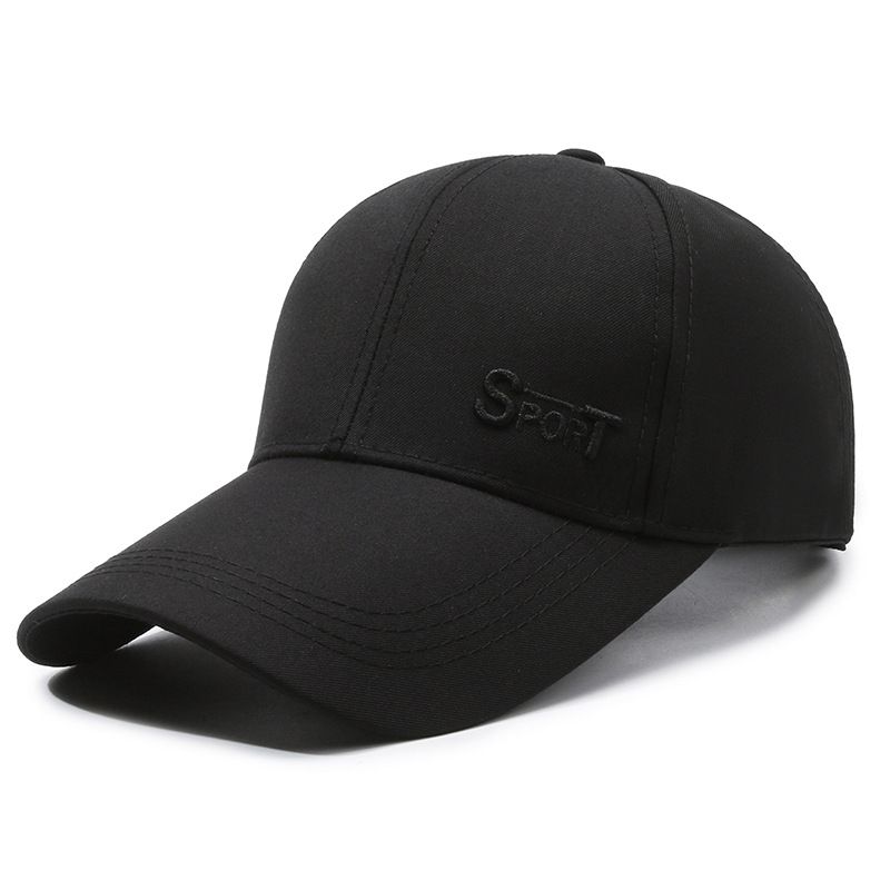 

2024 Spring & Fall Four Seasons Men Hat SPRT Embroidered Peaked Cap Fashion Sports Lengthened Brim Sunshade Baseball Cap Black Default Size