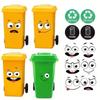 Waterproof Cartoon Face Trash Can Stickers PVC Glossy Finish Self-Adhesive Stickers Windows Door Wall Decals Indoor Outdoor