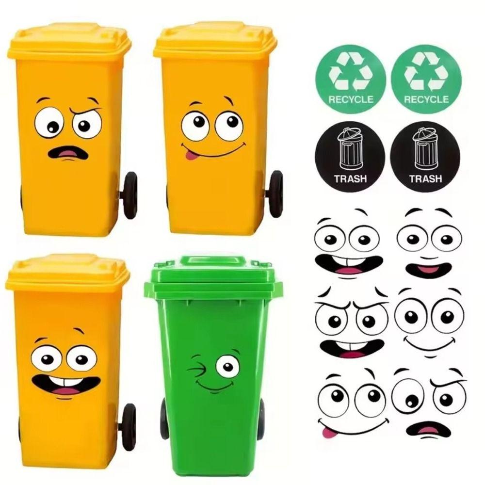 Waterproof Cartoon Face Trash Can Stickers PVC Glossy Finish Self-Adhesive Stickers Windows Door Wall Decals Indoor Outdoor