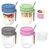 Overnight Oats Container with Lid and Spoon 450ML Airtight Oatmeal Container with Scale Portable Fruit Salad Food Storage Box