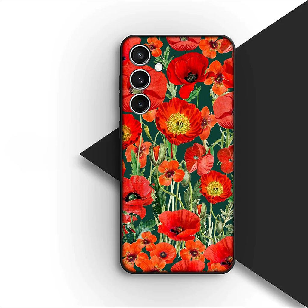 Cover for Xiaomi Redmi Note 12 11 10 A3 Pro 10A 10C 12C Note12 5G 4G Casing Silicone Phone Case Poppy Flower Bloom Rose