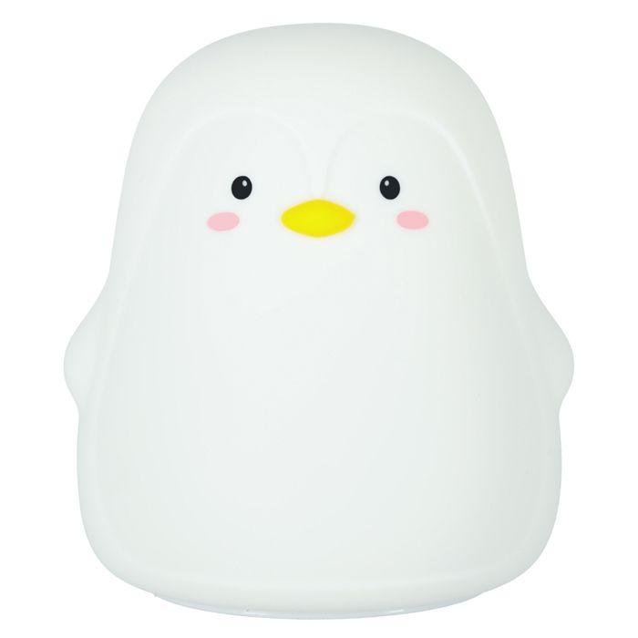 Veilleuse Enfant Silicone Tactile Douce LED Blanche RGB Pingouin