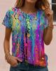 Abstract Art Print Casual T Shirt Crew Neck Short Sleeve Tee For Women Summer Holiday Travel Beach And Daily Outfits