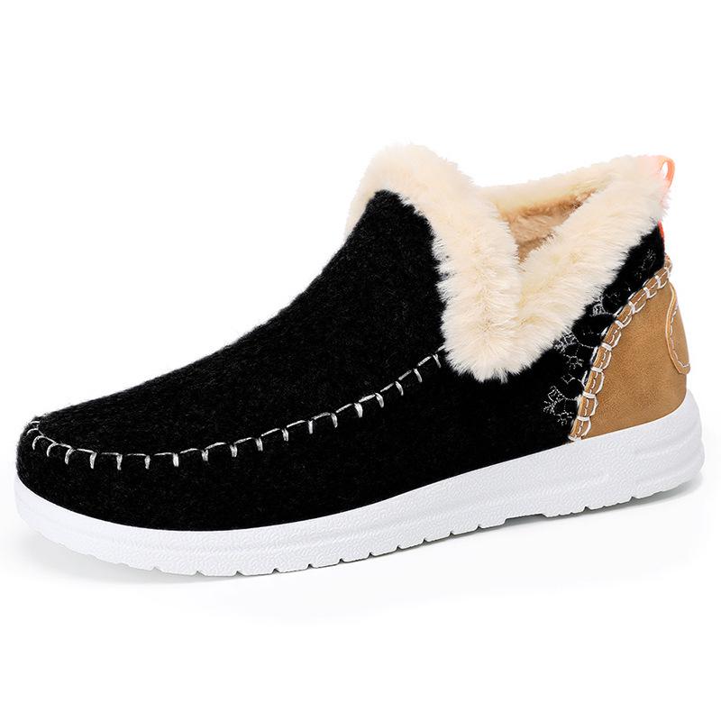 Women's Fleece-Lined Cotton Snow Boots – Slip-On Short Winter Boots
