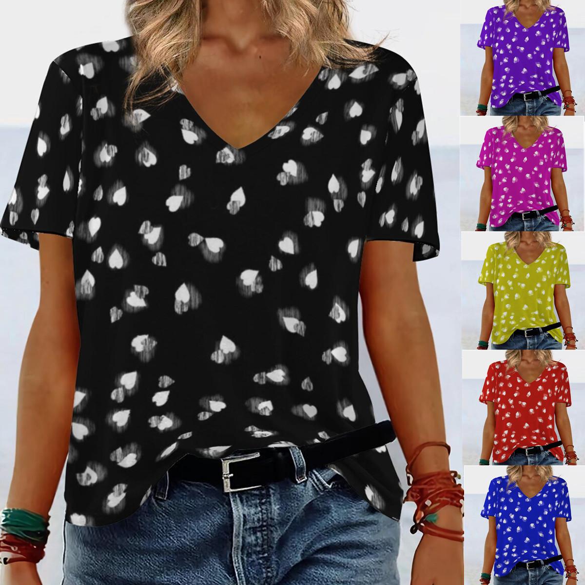 

2023 Лето Женский новый удобный V-образный вырез с коротким рукавом Повседневный плюс Размер S-XXL