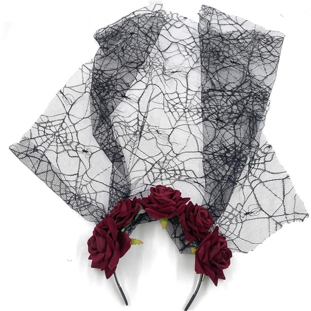 Boho Halloween Rose Flower Čelenka Den mrtvých Pokrývky hlavy pro svatební kostýmy