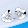 Sweet Love Heart Sparkle Peach Heart Student Earrings Girl Earrings Hundred with Girlfriends