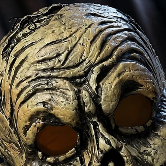 Unobstructed Vision Horror Mask Halloween Scary Mask, Realistic Rotten Skeleton Latex Hood, Party Detailed Skull Cosplay Comfortable for Secret Room &