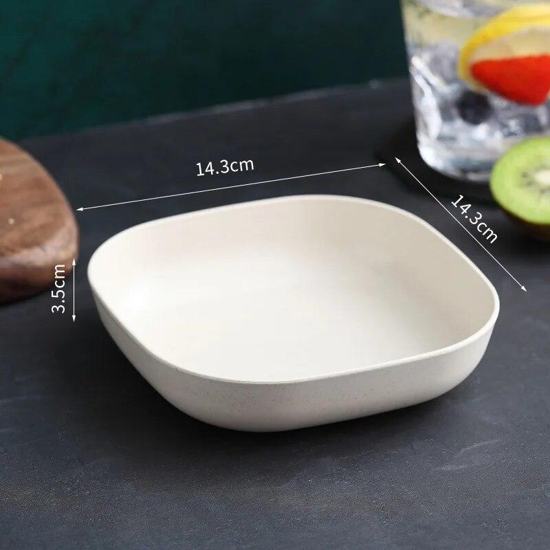 Simple Wheat Pp Plate Dessert Dishes Fruit Bread Dinner Plates Squre Solid Tray Kitchen Household Tablewares Utensils