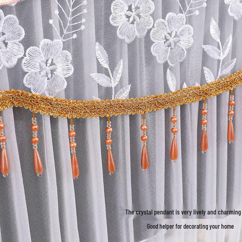 Chinese Style Lace LCD TV Dust Cover - 55-75 Inch, Wall Mount Compatible (Use Without Removal)