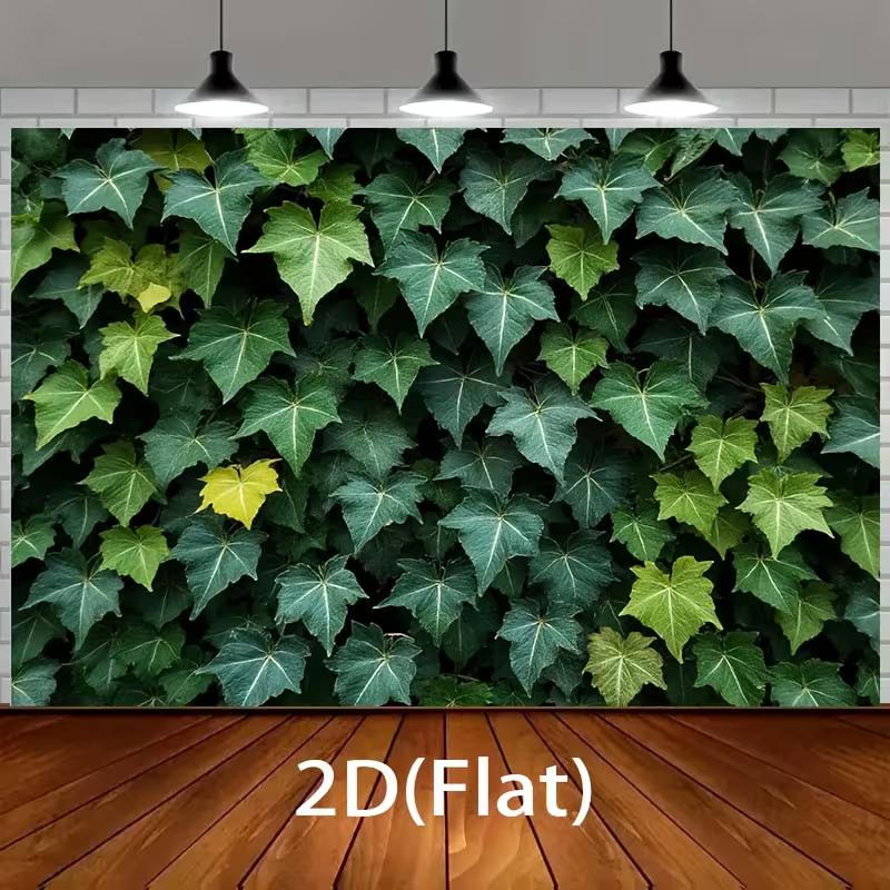 2D Tropical Ivy Leaf Backdrop, Lush Green Wall Party Photo Booth