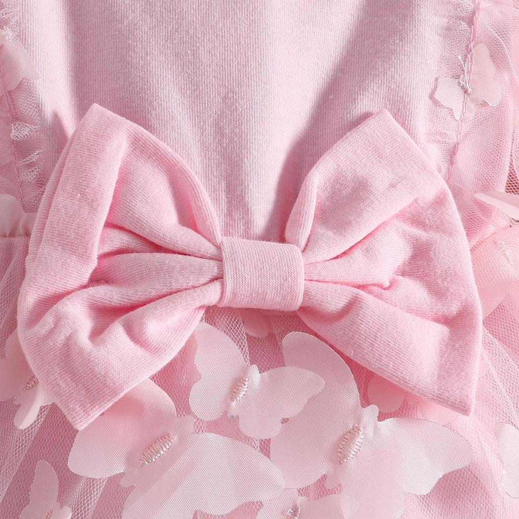 Newborn Baby Girl Applique Mesh Dress with Headband, Autumn/Winter Long Sleeve Knitted Fabric Splice