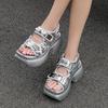 Sandals Summer New Leather Catwalk Platform Thick Heel Sequins Small Casual