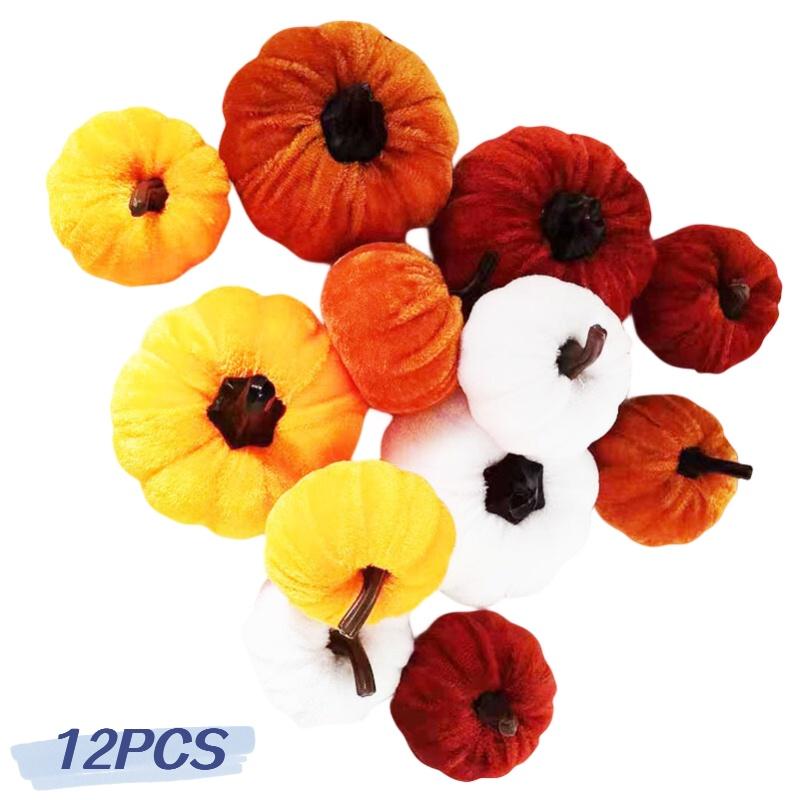 High-quality Cloth Pumpkin Thanksgiving Foam Fake Pumpkin Halloween Hot Selling Pumpkin Props White Orange Set Of 4 Large And 8 Small