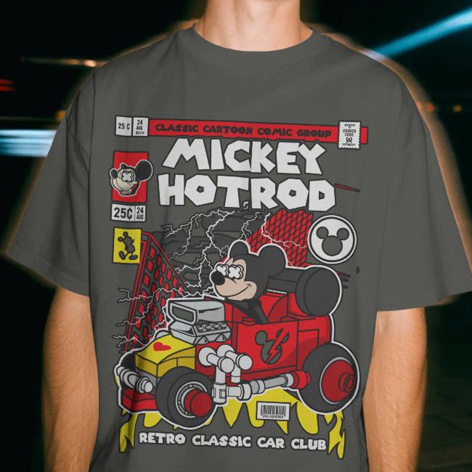 Comfort Colors Mickey Hotrod Retro Cartoon Shirt - Vintage Racing Graphic Tee 4XL