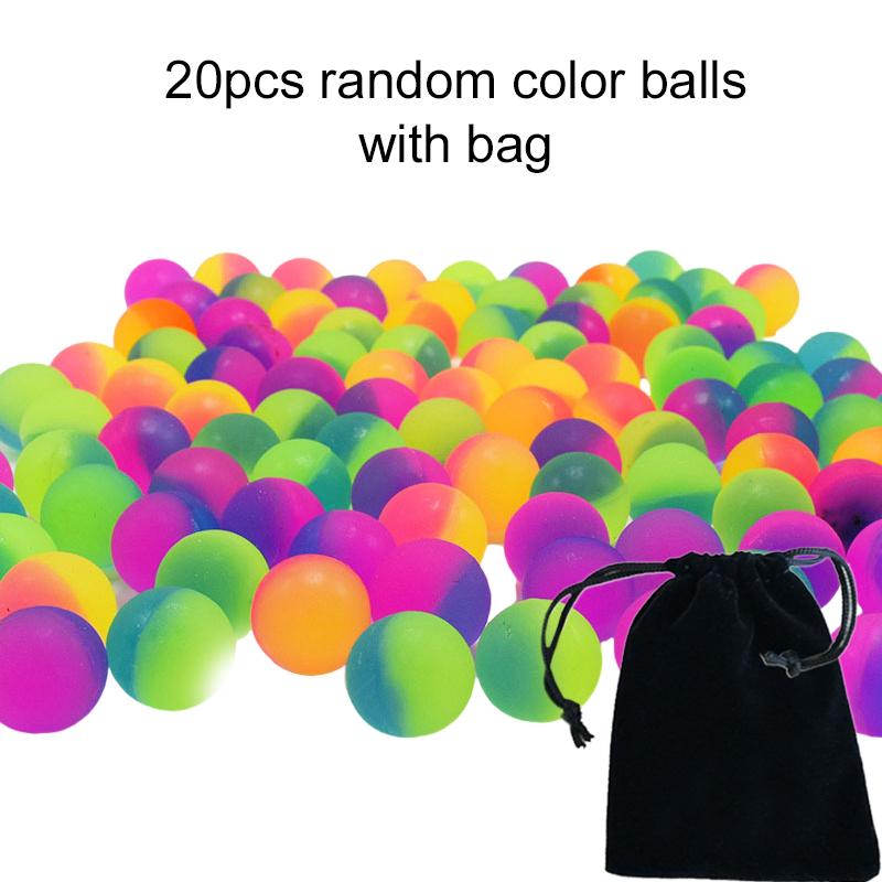 20pcs Colorful Bouncy Balls with Storage Bag 25mm Plastic Elasticity Children Toy Ball for Outdoor Games Birthday Gift TMZ