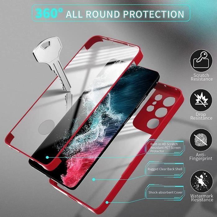 Skal - för Samsung Galaxy S21 Ultra - Röd - 360° skydd - Repskyddande - Hårt