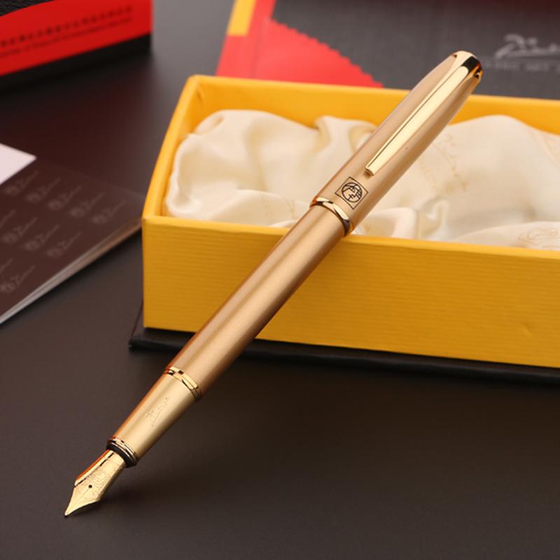 Picasso 916 Pimio Malage Golden Metal Fountain Pen Extra Fine/Medium 0.38/0.5mm Nib Professional Stationery Writing Pen Gift